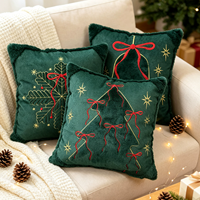 Housse de coussin en fausse fourrure brodée XM-242, motif sapin de Noël, cloche, flocon de neige, nouvelle collection Noël