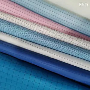 Direct Selling Donkerblauw 5Mm Esd Raster Grijs 1000d Geleidende Polyester Katoen Anti Statische Stof