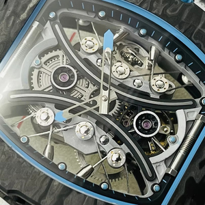 Montre mécanique automatique squelette double tourbillon pour homme, boîtier en fibre de carbone, bracelet en silicone, montre-bracelet de luxe – Offre Spéciale - Product Image 3
