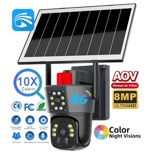 Caméras de surveillance de sécurité sans fil Yoosee à double objectif AOV Ai 8MP 4G avec carte SIM, alimentées par énergie solaire, PTZ IP Wifi pour extérieur - Product Image 1