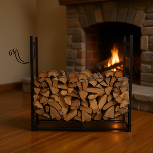 Support à bois de chauffage en fer forgé XH 33 pouces, noir, autoportant, style rustique, pour usage intérieur - Product Image 2