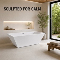 Baignoire autoportante moderne en acrylique, design minimaliste sculpté et conique, idéale pour la rénovation des salles de bain à domicile, dans les hôtels et les appartements.