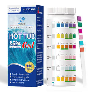 Kit de test d'analyse de l'eau de piscine et de bain à remous en une étape précis Bandelettes de test d'eau à 6 voies Résultats faciles à lire Accessoires de baignoire à glace - Product Image 1