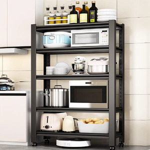 Support de rangement de cuisine en acier au carbone noir Offres Spéciales Type debout en métal étagère de four à <span class=keywords><strong>micro</strong></span>-ondes - Product Image 3
