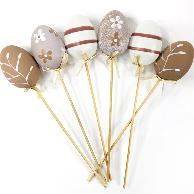 Low Price Decorative Easter Egg Decor  Easter Decoration Brown Egg with Wooden Stick