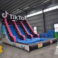 Toboggan aquatique gonflable double piste pour piscine, extérieur/intérieur, en vinyle, modèle Tik Tok, pour adultes, idéal pour centre commercial