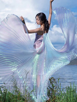Ailes argentées et dorées Accessoires de danse fendus à 360 degrés Danse du ventre pour adultes Réunion annuelle Jeux de performance Décorations de fête