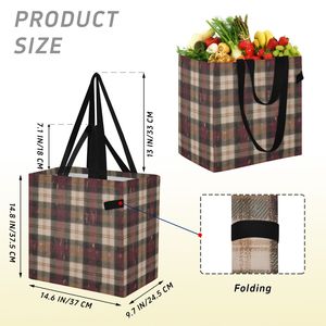 Custom Plaid <b>Canvas</b> Tote <b>Bag</b> Double Handle <b>Large</b> 32L Reusable Shopping Beach Picnic <b>Bag</b> Wholesale - Product Image 3