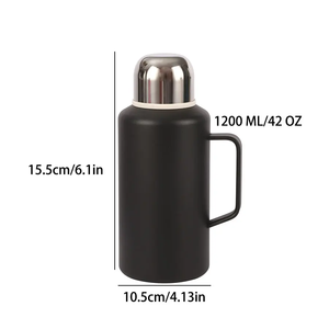 Thermos de voyage grande capacité 1200ml/42oz, tasse portable avec filtre à pression, ceinture de transport, bouilloire d'extérieur en acier inoxydable - Product Image 3