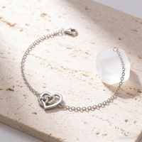 Bracelet de couple en argent sterling 925 plaqué platine pour femme, chaîne et maillons, zircon étincelant, cadeau romantique pour mariage ou fête