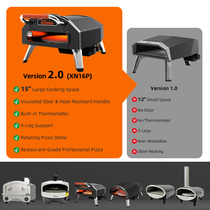Horno de Pizza Portátil Moderno de 15 Pulgadas para Exteriores, de Acero Inoxidable, a Gas Propano, Giratorio, Profesional, Estilo Italiano - Product Image 5