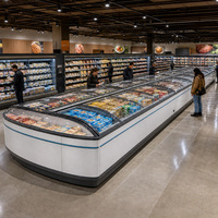 Congelador Combinado de Gran Capacidad con Tapa de Vidrio Deslizante, Termostato Digital y Descongelación Automática para Exhibición de Productos Congelados en Supermercados
