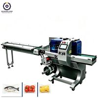 Machine d'emballage horizontale automatique pour l'emballage en sachet de poils (pillow pack) de poisson frais, viande, tomates et maïs