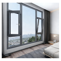 Fenêtre à battant en aluminium, alliage d'aluminium 6060, résistante aux ouragans, système Roto allemand, pour immeuble de grande hauteur, avec drainage dissimulé, certifiée CE, pour appartement
