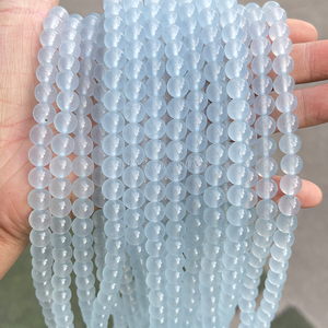 Perles rondes naturelles brillantes de 4-14 mm, de haute qualité, teintées en <span class=keywords><strong>bleu</strong></span> <span class=keywords><strong>clair</strong></span>, calcédoine certifiée CNAS, pour la fabrication de bijoux - Product Image 4