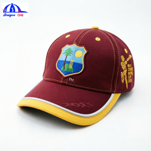 Casquette de cricket marron avec écusson d'équipe brodé, logo personnalisé, style vintage sportif, visière incurvée réglable à double couche, casquette de baseball - Product Image 1