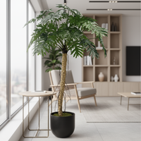 Plante Artificielle Calathea Bonsaï, Résistante aux UV, Arbre Artificiel Vert, Design Tropical, Fabriquée en Tissu et Plastique, Style Monstera