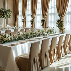 ホテル会議室宴会テーブルクロス,高弾性白長方形ポリエステル屋外結婚式 - Product Image 4