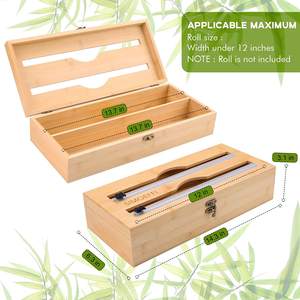 Organizador de envoltura de plástico de bambú natural ecológico Dispensador de envoltura de plástico Premium con cortador deslizante - Product Image 5