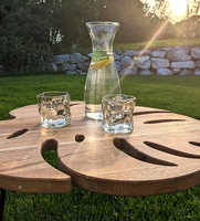 202408Monstera table boho table basse plantes table d'appoint monstera feuille plante support cadeau salon cadeau pour la maison homedecor