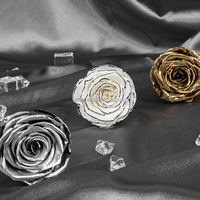 ZanTe Großhandel Sonderfarben unsterbliche Fleur Klasse Eine ewige echte Rosen Blumen kasten Bestellung getaucht Golden Silver Preserved Roses