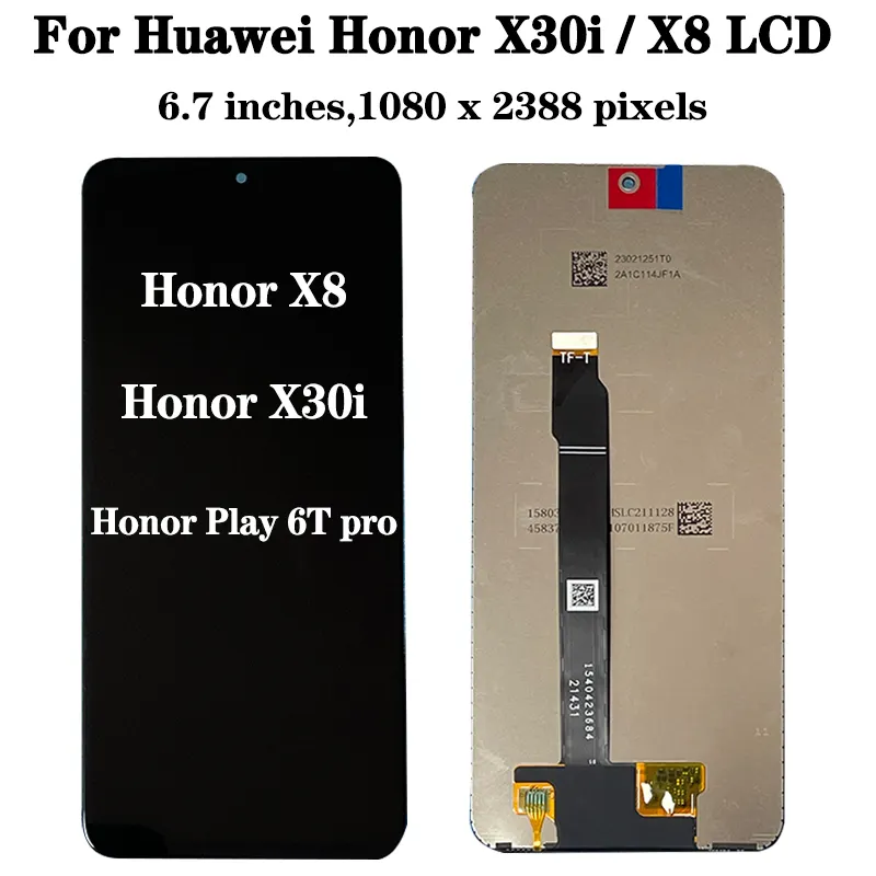 Original 6.7' For Huawei Honor X8 X30i TFY-AN00 LCD Display Screen Frame Touch Panel Digitizer For Honor Play 6T Pro TFY-AN4 LCD