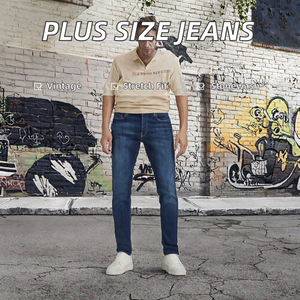 AeeDenim - Jeans Casuales de Pierna Recta, Tallas Grandes, Transpirables, Estampados, Lavado Medio, Elásticos, Estilo Urbano, para Otoño/Primavera - Product Image 2