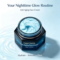 Crème pour le visage GHK-Cu, crème raffermissante au peptide de cuivre bleu, hydratante et facilement absorbable, répare la barrière cutanée, crème anti-âge OEM
