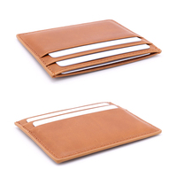 Dompet Kartu Kulit Asli Pria Warna Cokelat, Desain Minimalis, Dompet Kartu Kulit Sapi Modis untuk Pria