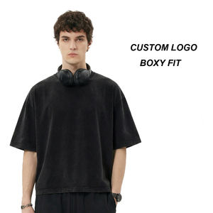 275GSM High Quality Custom Logo 100%Cotton Washed Vintage <b>Tshirt</b> Drop Shoulder Blank T Shirt Boxy Fit Oversized T-Shirt Men - Product Image 3