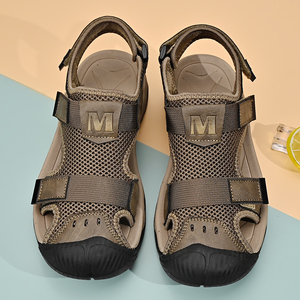 Sandales de sport pour hommes en cuir véritable avec protection des orteils en caoutchouc, chaussures de rivière, chaussures de plage, chaussures aquatiques, chaussures de marche aquatiques - Product Image 6