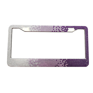 Cadre de plaque d'immatriculation en métal avec strass ombrés, support de plaque de voiture orné de cristaux - Product Image 1