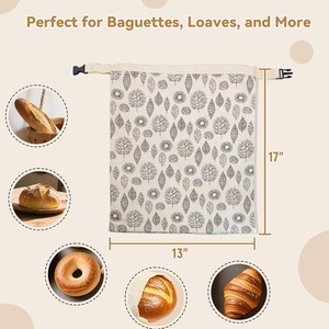 Lot de sacs à pain réutilisables en coton pour usage quotidien, conservation des aliments, pâte à sourde maison, maintien au frais, compatibles congélateur, lavables, grande fermeture éclair - Product Image 5