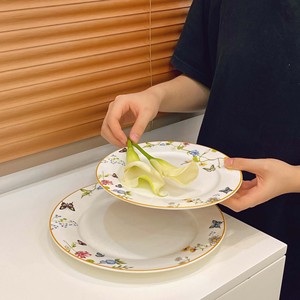 New Arrival Ceramic Flower Rim Dinner <b>Plate</b> Gold Trim Charger <b>Plate</b> 8" Dessert Dishes Wedding Decoration Dinnerware Set - Product Image 5