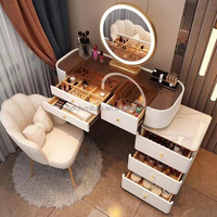 Table de maquillage moderne en bois, multifonctionnelle, avec miroir éclairé et chaise, pour la chambre à coucher, les magasins de beauté