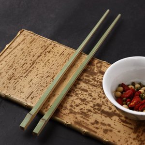 Baguettes japonaises en bambou faites à la main, pointues et carrées, 2 pièces, couverts de table pour la maison - Product Image 1