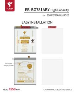 Baterai HP FLYCDI Harga Pabrik untuk Samsung A525 S20 Lite Baterai 0 Cycle 4950 Mah - Product Image 4