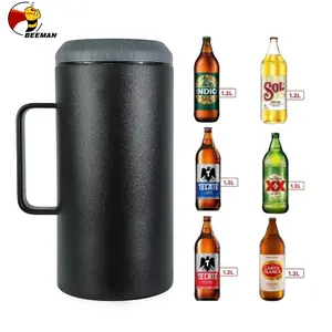 Beeman garrafas de cerveja, atacado de fábrica isolada bebida metal alto skinny pode parede dupla magro 40 oz garrafas de cerveja refrigerador com alça