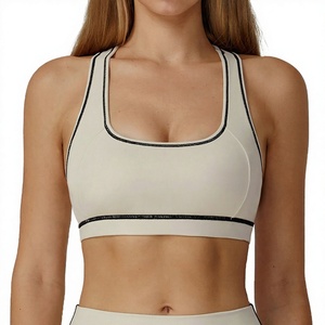 Soutien-gorge de sport pour femme à col carré, dernières tendances, avec bordure contrastante, maintien moyen, respirant, en Spandex et Polyester, dos nageur, éco-responsable - Product Image 1