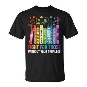 Camiseta Fight For Those Without Your Privilege con diseño de flor de libro - Product Image 1