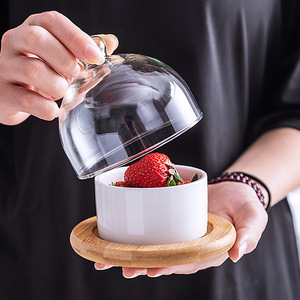 Plateau en bois pour gâteaux avec couvercle transparent, écologique, pour desserts, petit-déjeuner et <span class=keywords><strong>service</strong></span> de restaurant (vente en gros) - Product Image 6
