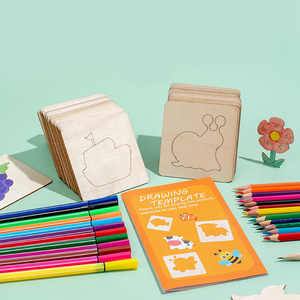 Jouet éducatif bricolage Arts et artisanat <span class=keywords><strong>dessin</strong></span> pochoirs Kit bois animal <span class=keywords><strong>dessin</strong></span> animé puzzle conseil bricolage peinture modèle - Product Image 2