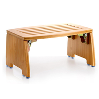 Escabeau pliable en bambou personnalisable de 15 pouces de large, robuste et portable, avec mécanisme de verrouillage, idéal pour les enfants et la salle de bain
