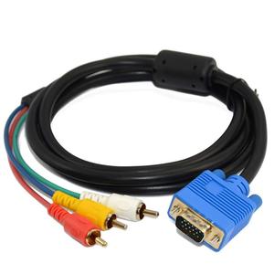 铜芯适配器电缆 <span class=keywords><strong>VGA</strong></span> 15P 公头/3RCA 公头 镀镍 适用于电脑电视投影仪 带单磁环 - Product Image 5