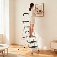 Échelle télescopique pliable moderne CE 13, 4 à 6 marches, haute résistance, capacité de 150 kg, portable, pour la maison et le bureau