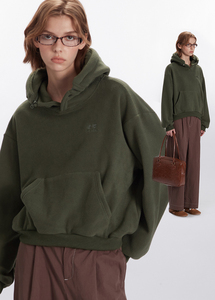 Pull-over unisexe oversize en coton épais de haute qualité (500 g/m²) avec logo brodé personnalisé, fermeture éclair et capuche amovible, coupe carrée, collection automne - Product Image 3