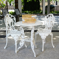 Meubles de jardin de haute qualité, utilisation hôtelière, couleur personnalisée, design européen, ensemble de tables d'appoint en métal, chaises en aluminium moulé, table à thé