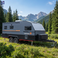 Remorque de camping CAMPTRL 4x4 avec toit relevable, plateforme de couchage, cuisine, énergie solaire, véhicule tout-terrain