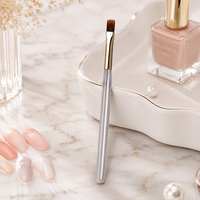 Pinceau à ongles plat personnalisable avec manche en acrylique et poils élastiques pour salon et manucure DIY à domicile