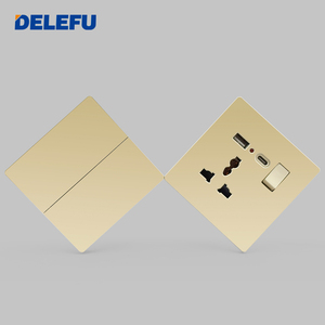 Bảng điều khiển Ổ Cắm Công Tắc Vàng mờ siêu mỏng loại 86, nhà 16A một lỗ điều khiển kép 5 lỗ với đèn neon - Product Image 6